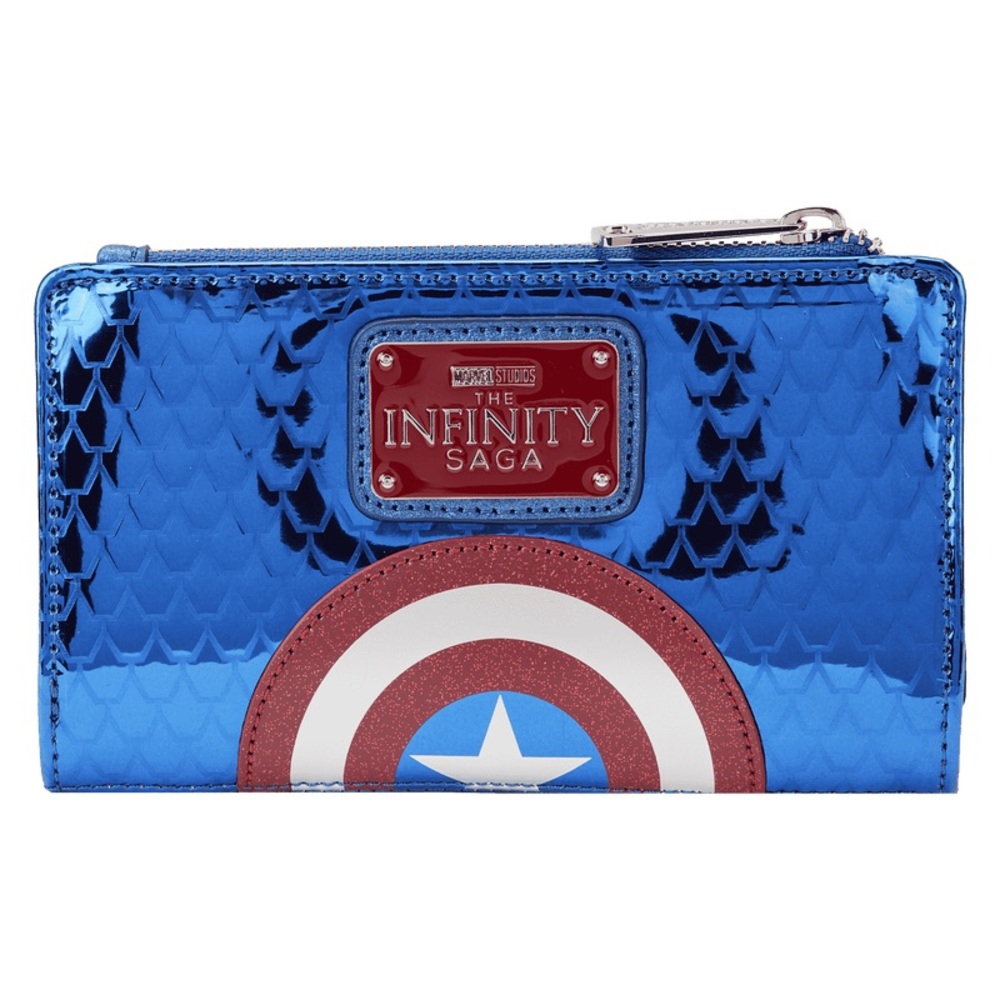 Marvel Metallic Captain America Cosplay Flap Wallet NWT